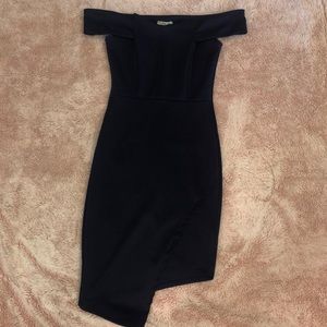 Navy Blue Silk like Formal Dress